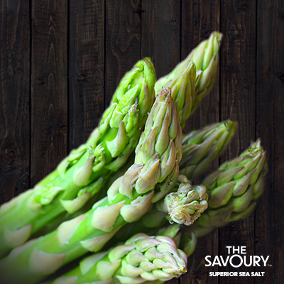 Fresh Asparagus tips on the Savoury Superior Sea Salt page